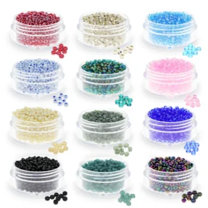 7000 PCS Glass Seed Beads for Jewelry Making, 12 Colors